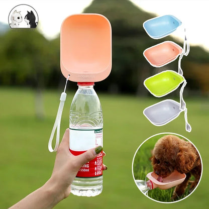 Dog Travel Water Bottle that fits most single serve water bottles.