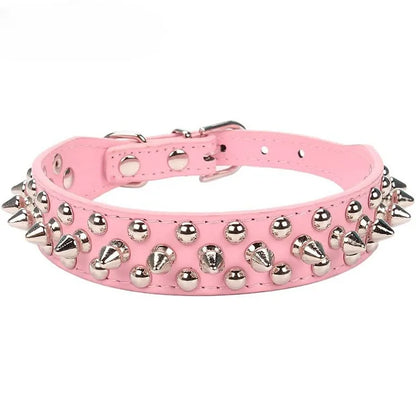 Adjustable Leather Pet Dog Collar Neck Strap. Leather Punk Rivet Spiked Dog Collar Pet Collars for Small Dog Cat