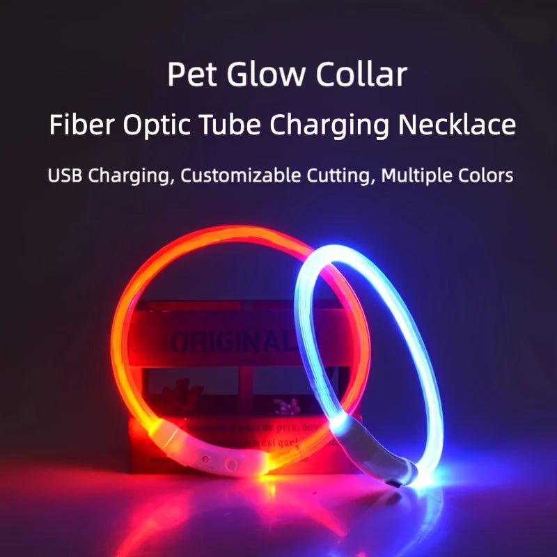 New LED Dog Collar USB Rechargeable，