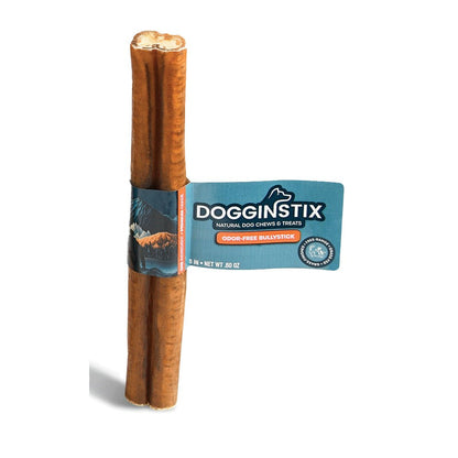 Dogginstix Bully Stick Dog Chew, All-Natural, Grass-Fed Beef, Odor-Free